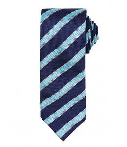 Premier PR783 - Corbata de rayas de gofres Navy/Turquoise