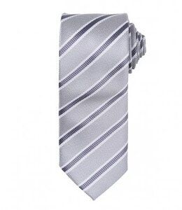 Premier PR783 - Corbata de rayas de gofres Silver/Dark Grey