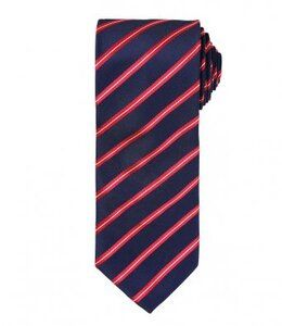 Premier PR784 - Corbata de rayas deportivas Navy/Red