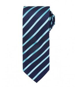Premier PR784 - Corbata de rayas deportivas Navy/Turquoise