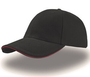 Atlantis AT003 - gorra sándwich de 6 paneles Negro / Rojo