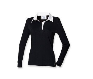 Front row FR101 - Camiseta Clasica Rugby Para Mujer Negro