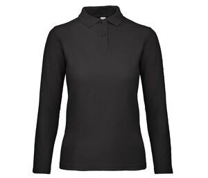 B&C ID1LW - Polo Manga Larga para Mujer Negro