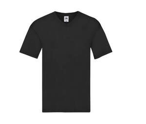 Fruit of the Loom SC224 - Camiseta con cuello de pico para hombre 100% algodón Negro