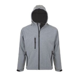 SOL'S 46602 - REPLAY MEN Chaqueta De Hombre Softshell Con Capucha Gris mezcla