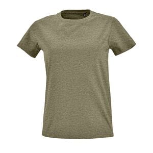 SOL'S 02080 - Imperial FIT WOMEN Camiseta Ajustada De Mujer Con Cuello Redondo Caqui jaspeado