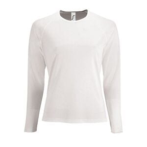 SOL'S 02072 - Sporty Lsl Women Camiseta De Deporte De Manga Larga De Mujer Blanco