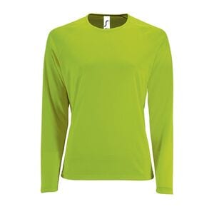 SOL'S 02072 - Sporty Lsl Women Camiseta De Deporte De Manga Larga De Mujer Verde Neón
