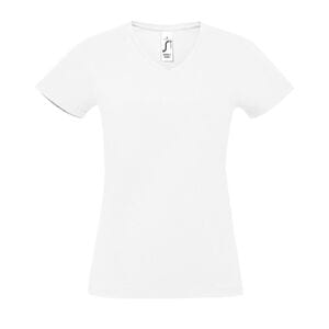 SOL'S 02941 - Imperial V Women Camiseta De Mujer De Cuello De Pico Blanco