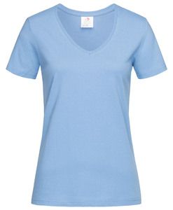 Stedman STE2700 - Camiseta clásica mujer cuello pico Azul Cielo