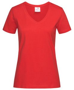 Stedman STE2700 - Camiseta clásica mujer cuello pico Rojo Escarlata