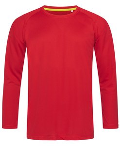 Stedman STE8420 - Camiseta Deporte Manga Larga Active-Dry Crimson Red