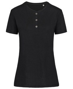 Stedman STE9530 - Camiseta de mujer Sharon ss cuello redondo con botones Black Opal
