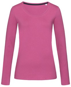 Stedman STE9720 - Camiseta Cuello Pico Manga Larga Mujer Claire LS Cupcake Pink
