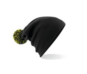 Beechfield BF450 - Gorro con pompón Black/ Lime Green