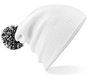 Beechfield BF450 - Gorro con pompón Blanco / Negro