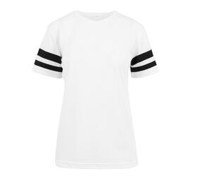 Build Your Brand BY033 - Camiseta de manga rayada para mujeres BY033 Blanco / Negro
