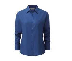 Russell Collection JZ34F - Camisa de popelina para mujer Real Azul