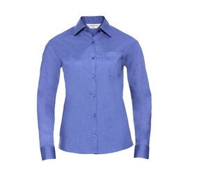Russell Collection JZ34F - Camisa de popelina para mujer Corporate Blue