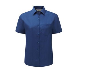 Russell Collection JZ35F - Camisa de popelina para mujer Real Azul