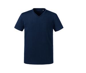 Russell RU103M - Camiseta orgánica de cuello en V para hombres French marino