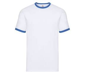 Fruit of the Loom SC245 - Camiseta Ringer Hombre 100% Algodón Blanco / Azul royal