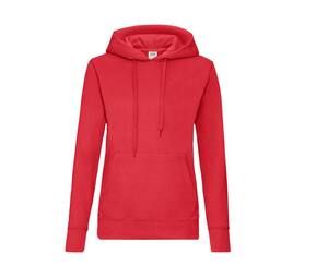 Fruit of the Loom SC269 - Sudadera con capucha para mujer con bolsillo canguro Rojo