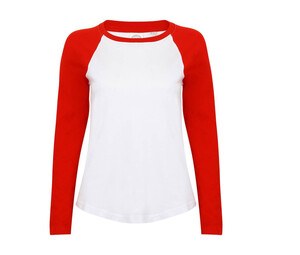 SF Women SK271 - Camiseta beisbol manga larga mujer SK271 Blanco / Rojo