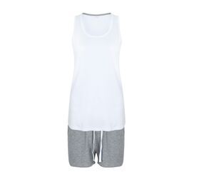 Towel city TC052 - Pijama de mujer corto TC052  White / Heather Grey