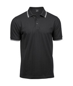 Tee Jays TJ1407 - Polo de Lujo Stretch A Rayas Para Hombre Negro / Blanco