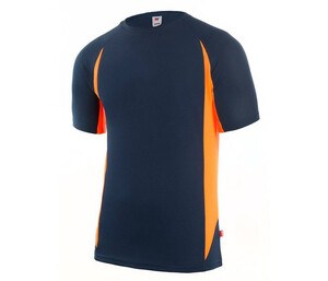 VELILLA V5501 - Camiseta técnica bicolor Navy/Fluo Orange