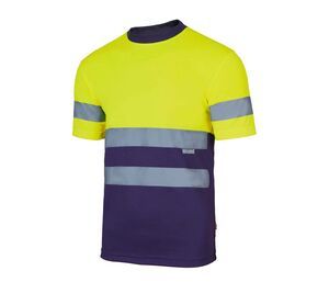 VELILLA V5506 - Camiseta técnica bicolor alta visibilidad Fluo Yellow / Navy