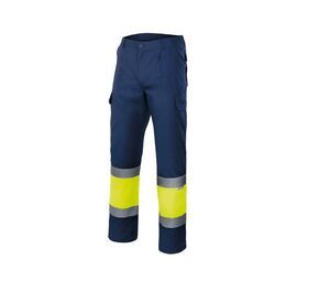 VELILLA VL157 - Pantalón bicolor de alta visibilidad VL157 Navy/Fluo Yellow