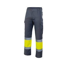VELILLA VL157 - Pantalón bicolor de alta visibilidad VL157 Grey/Fluo Yellow