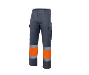 VELILLA VL157 - Pantalón bicolor de alta visibilidad VL157 Grey / Fluo Orange