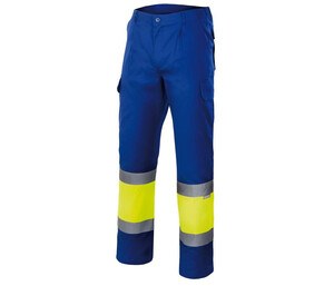 VELILLA VL157 - Pantalón bicolor de alta visibilidad VL157 Royal / Fluo Yellow