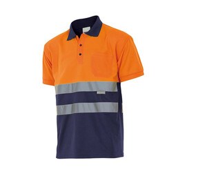 VELILLA VL173 - Camisa polo de dos tono de alta visibilidad de manga corta VL173 Fluo Orange / Navy