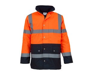 Yoko YK302 - Parka de dos tonos de alta visibilidad Hi Vis Orange/Navy