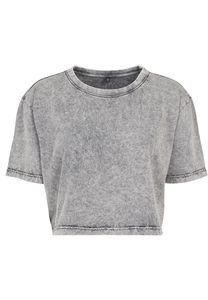 Build Your Brand BY054 - Camiseta de mujer Acid Crop Top Grey Black
