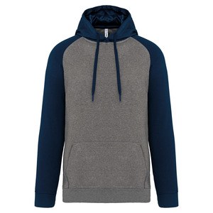 Proact PA369 - Sudadera bicolor con capucha para adultos Grey Heather / Sporty Navy