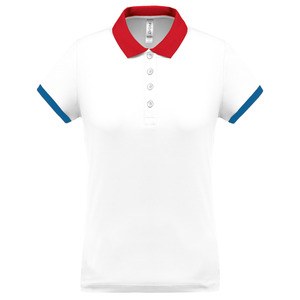 Proact PA490 - Polo piqué performance mujer White / Red / Sporty Royal Blue