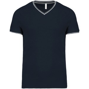 Kariban K374 - Camiseta de punto piqué con cuello de pico de hombre Navy/ Light Grey/ White