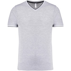 Kariban K374 - Camiseta de punto piqué con cuello de pico de hombre Oxford Grey / Navy / White