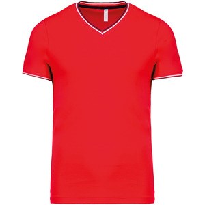 Kariban K374 - Camiseta de punto piqué con cuello de pico de hombre Red/ Navy/ White