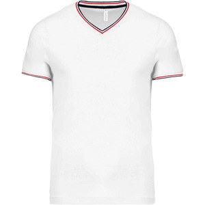 Kariban K374 - Camiseta de punto piqué con cuello de pico de hombre White / Navy / Red