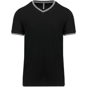 Kariban K374 - Camiseta de punto piqué con cuello de pico de hombre Black/ Light Grey/ White