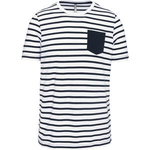 Kariban K378 - Camiseta Marinero a rayas con bolsillo manga corta Striped White / Navy