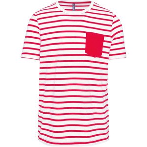 Kariban K378 - Camiseta Marinero a rayas con bolsillo manga corta Striped White / Red
