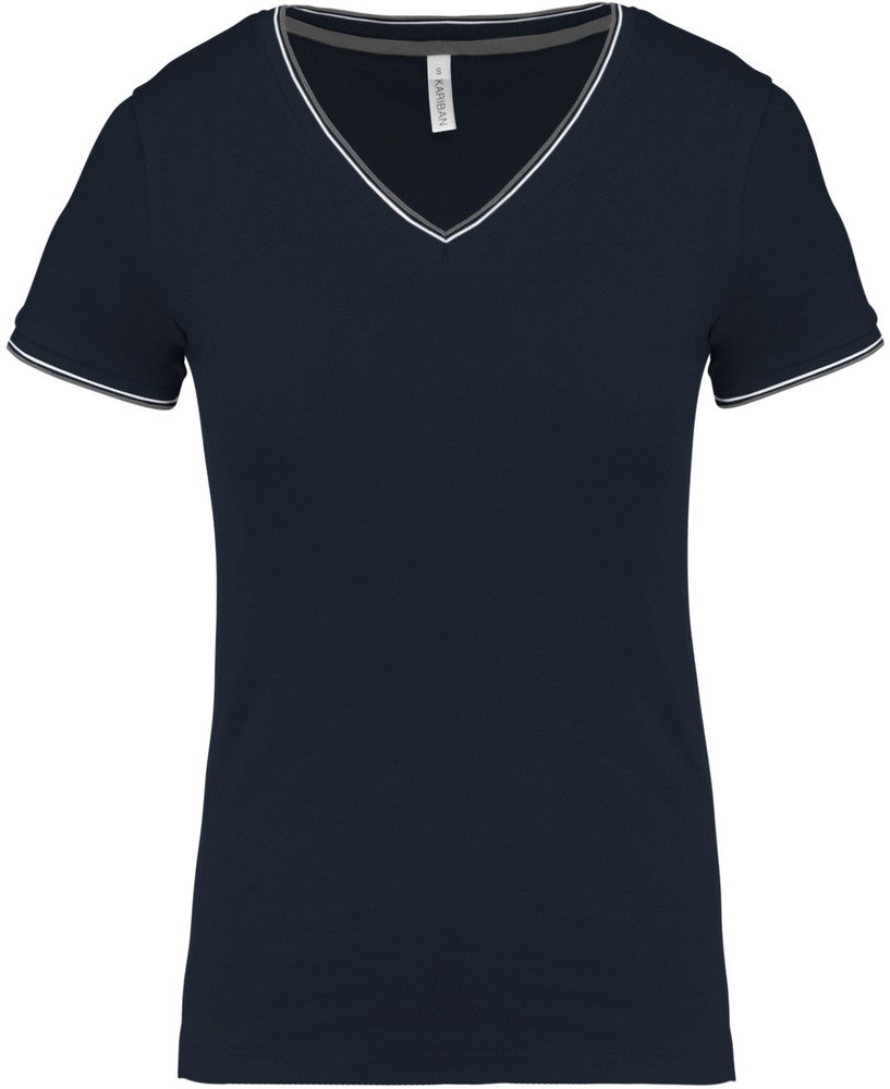 Kariban K394 - Camiseta de punto piqué con cuello de pico de mujer