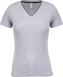Kariban K394 - Camiseta de punto piqué con cuello de pico de mujer Oxford Grey / Navy / White